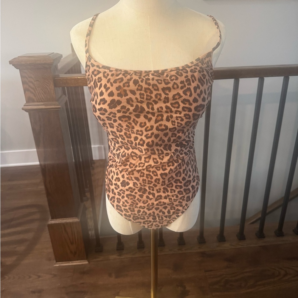 summersalt Leopard-Print Spaghetti Strap one piece swimsuit